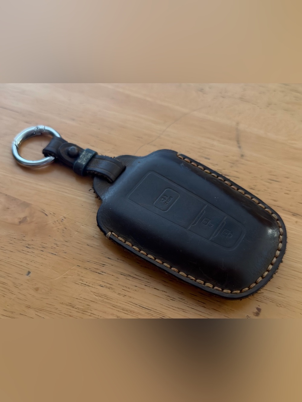 Custom Made Toyota Key Fob Holder Genuine Leather with Keyring (For 3-button)